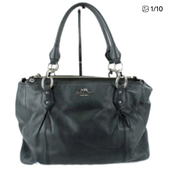 Coach Collette Black Leather Convertible Carryall Handbag F33447